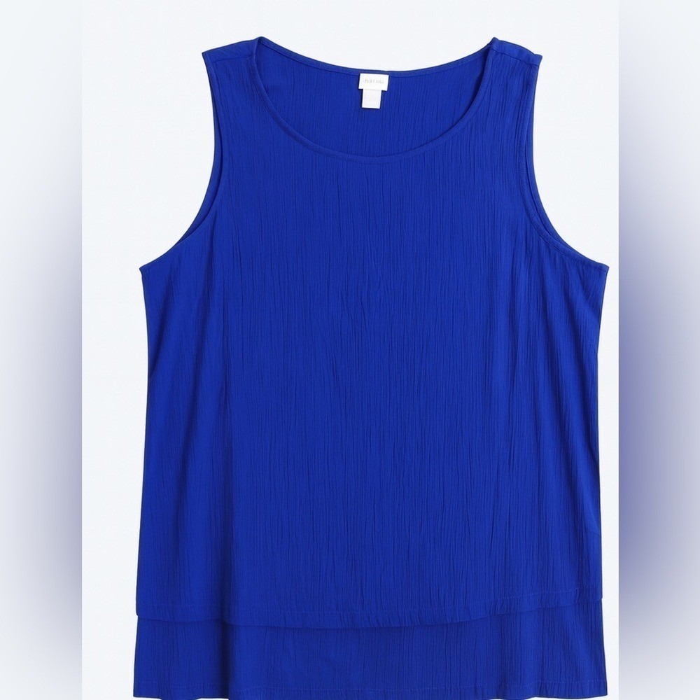 NWT Chico's Seafaring Blue Gauze Tank Top Size 4 (2X) Asymmetrical Coastal Tunic